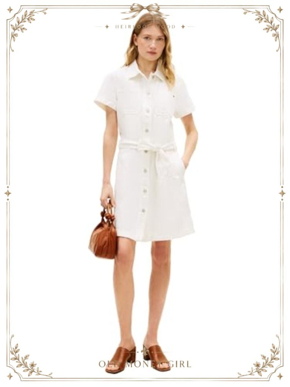 Tommy Hilfiger Short Sleeve Cotton Denim Shirt Dress with Waist Tie